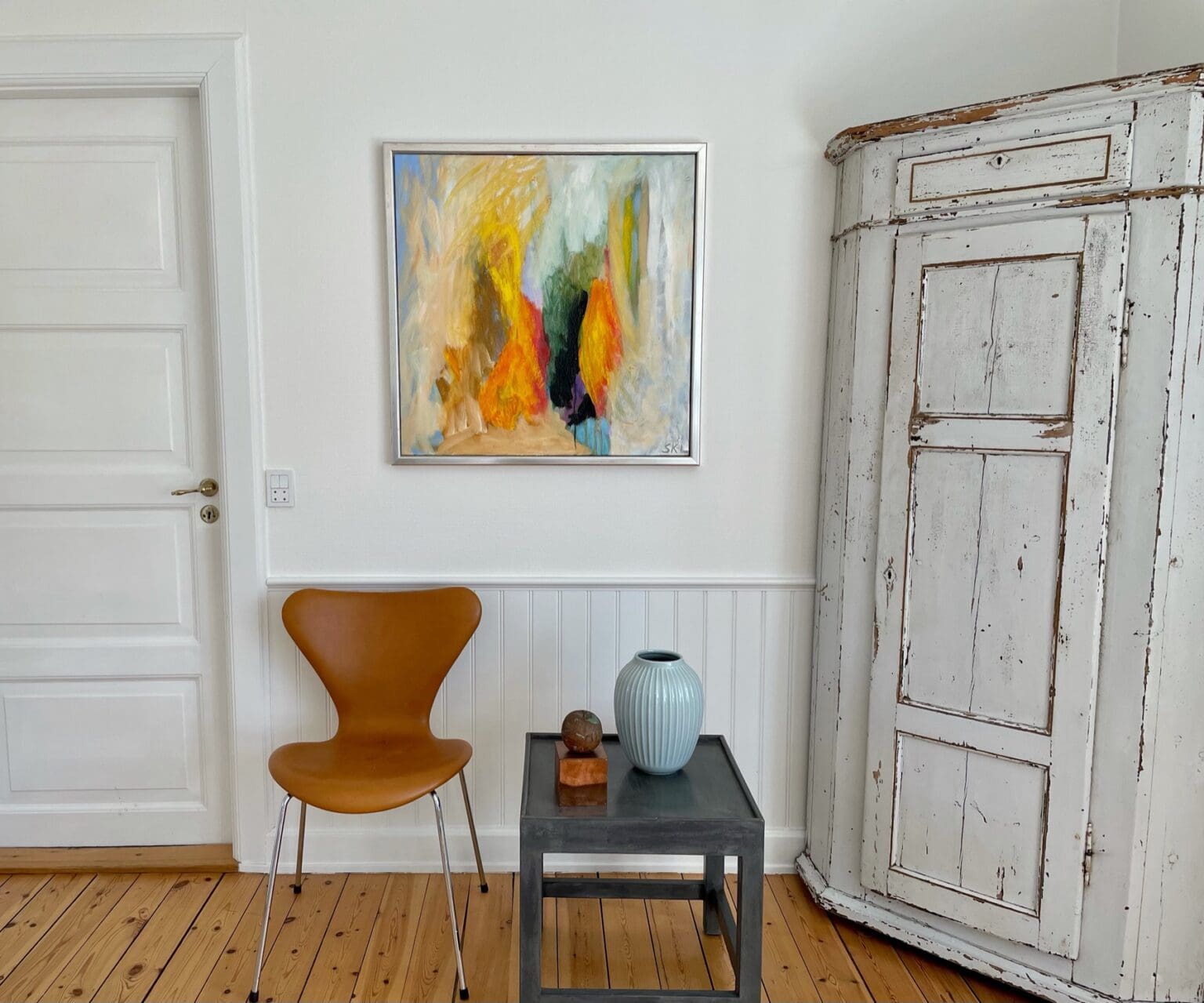 Painting by Svend Kindt-Larsen installed in a space