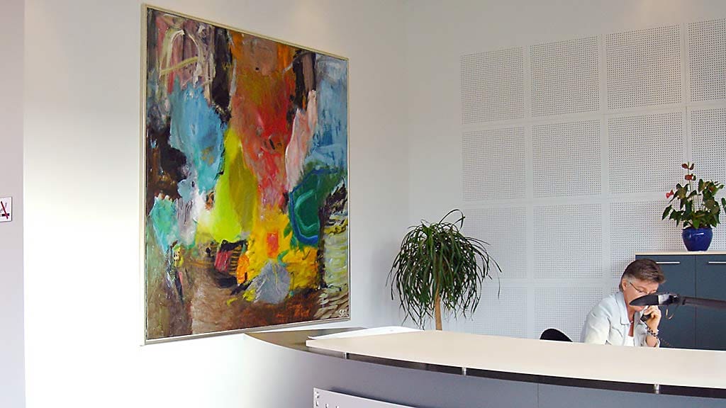 Painting by Svend Kindt-Larsen installed in a space