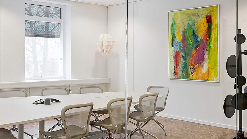Painting by Svend Kindt-Larsen installed in a space
